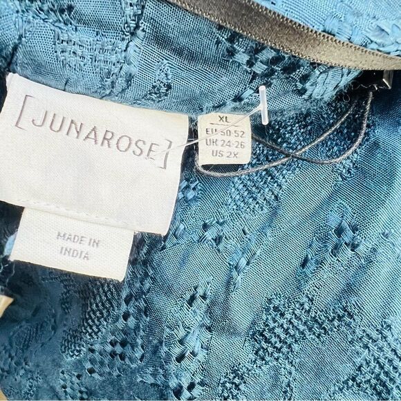 Junarose Blue womens Saliraz Three Quarter Sleeve Kimono top Size X-Large NWT - Picture 3 of 7